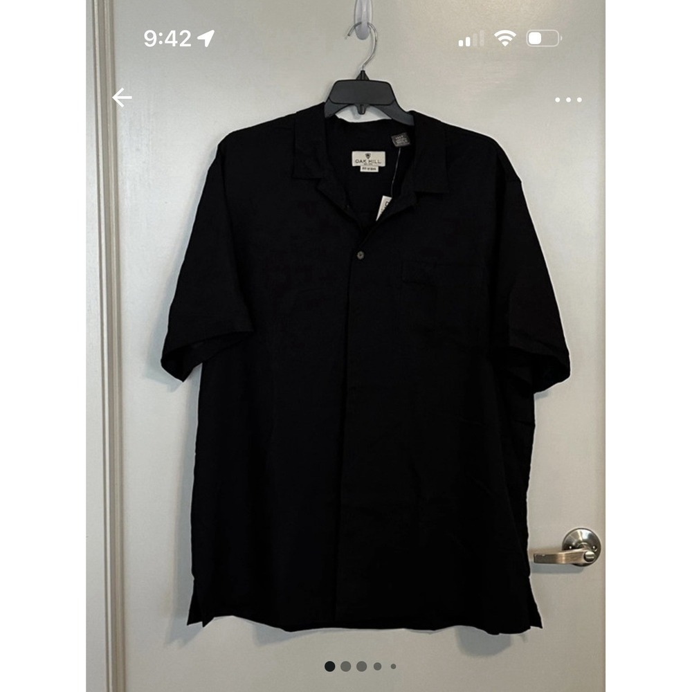 Oak Hill From DXL Men's 1XLT Black Short Sleeve Button Down Shirt Big Tall NWT
